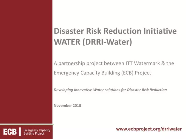 disaster risk reduction initiative water drri water