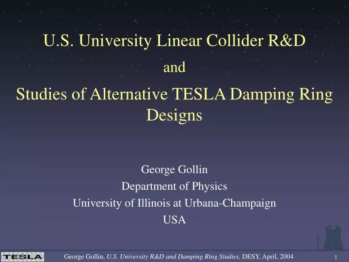 u s university linear collider r d and studies of alternative tesla damping ring designs
