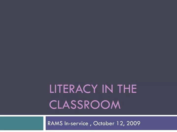 literacy in the classroom