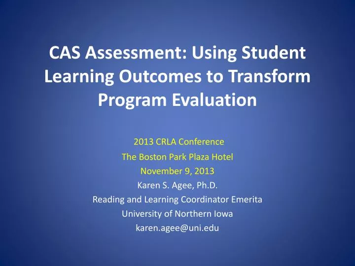 cas assessment using student learning outcomes to transform program evaluation