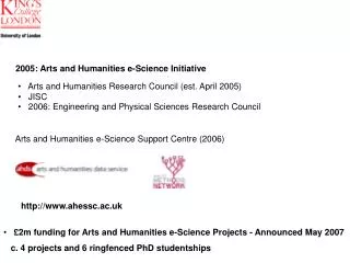2005: Arts and Humanities e-Science Initiative