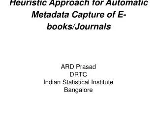Heuristic Approach for Automatic Metadata Capture of E-books/Journals