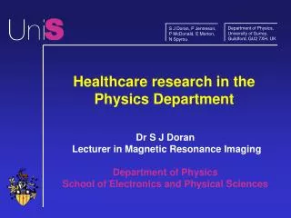 Healthcare research in the Physics Department