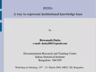 INTO: A way to represent institutional knowledge base