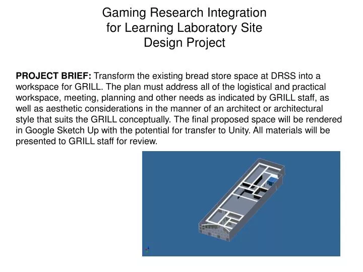 gaming research integration for learning laboratory site design project