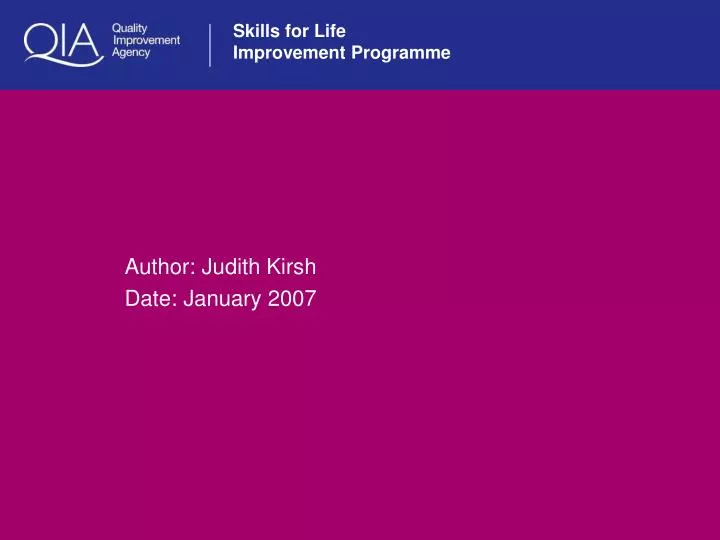 author judith kirsh date january 2007