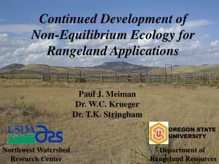 Continued Development of Non-Equilibrium Ecology for Rangeland Applications