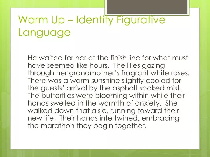 warm up identify figurative language