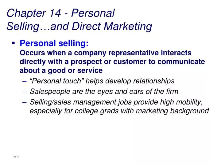 chapter 14 personal selling and direct marketing