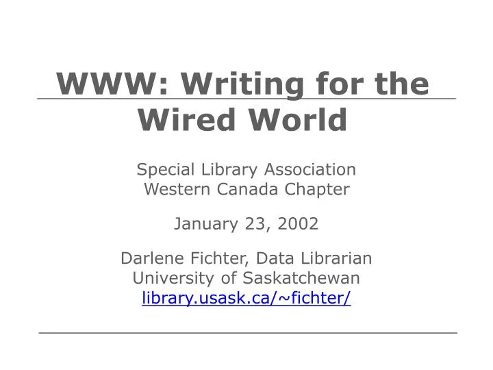 www writing for the wired world