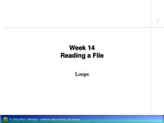 Week 14 Reading a File