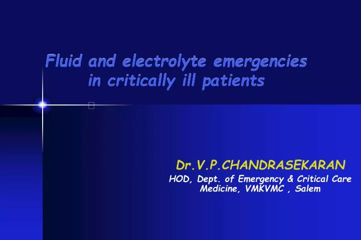 fluid and electrolyte emergencies in critically ill patients