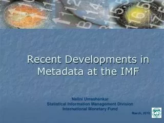 Recent Developments in Metadata at the IMF