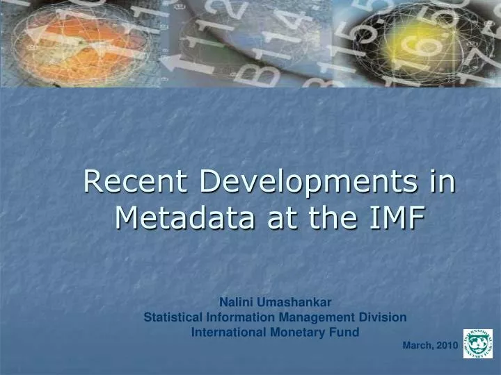recent developments in metadata at the imf