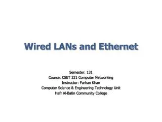Wired LANs and Ethernet