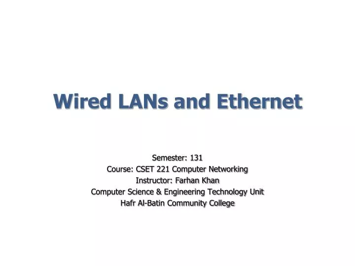 wired lans and ethernet