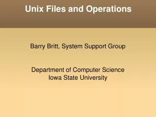 Unix Files and Operations
