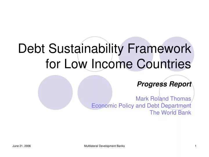 debt sustainability framework for low income countries
