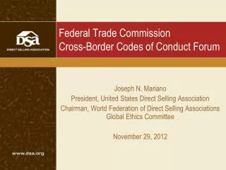 Federal Trade Commission Cross-Border Codes of Conduct Forum