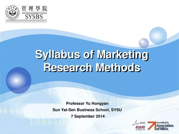syllabus of marketing research methods
