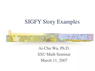 SIGFY Story Examples