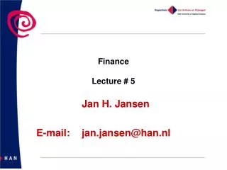 Finance Lecture # 5