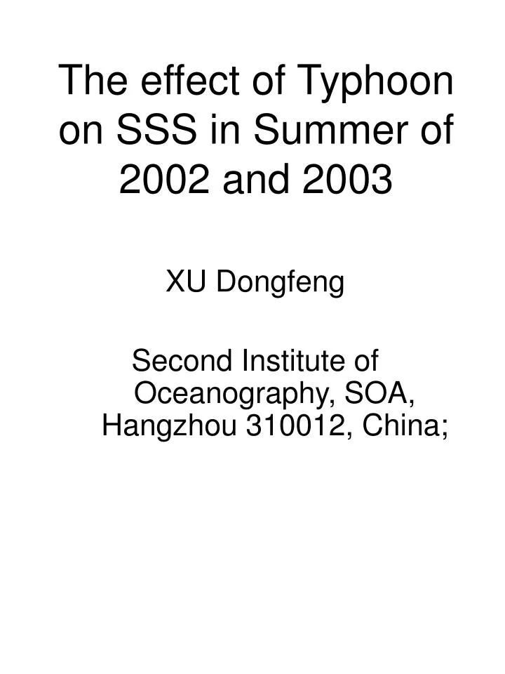the effect of typhoon on sss in summer of 2002 and 2003
