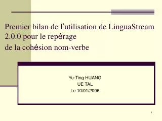 premier bilan de l utilisation de linguastream 2 0 0 pour le rep rage de la coh sion nom verbe