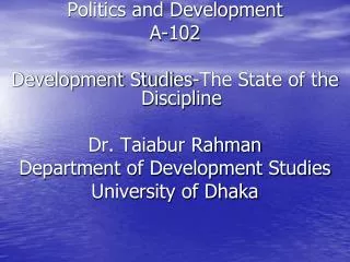 Politics and Development A-102