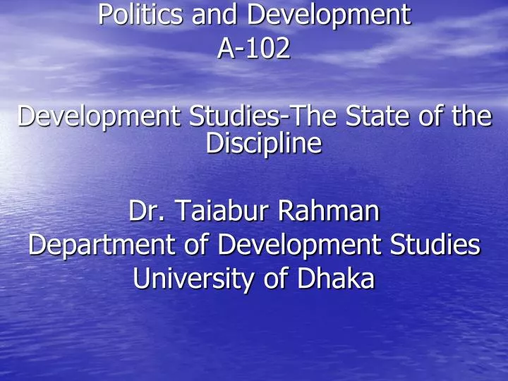 politics and development a 102
