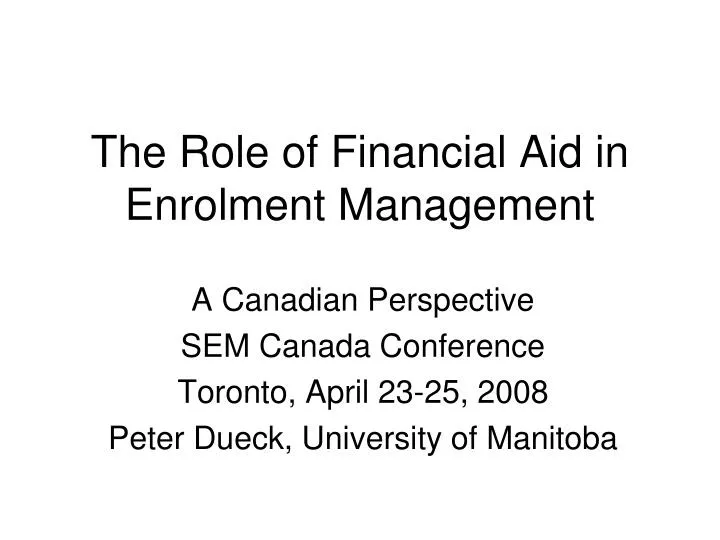 the role of financial aid in enrolment management