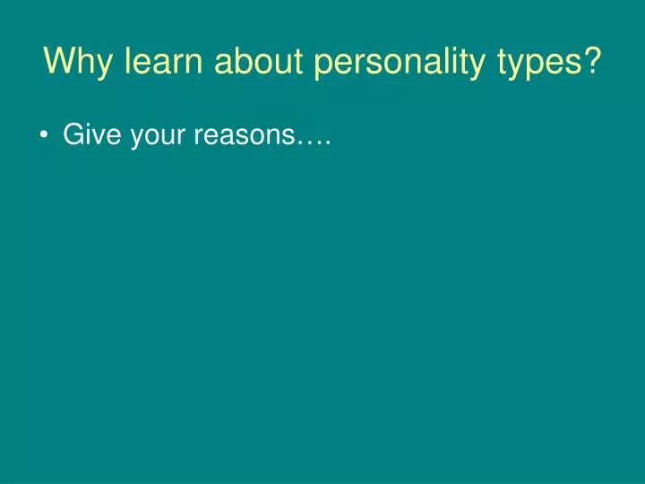 why learn about personality types