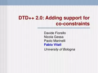 DTD++ 2.0: Adding support for co-constraints