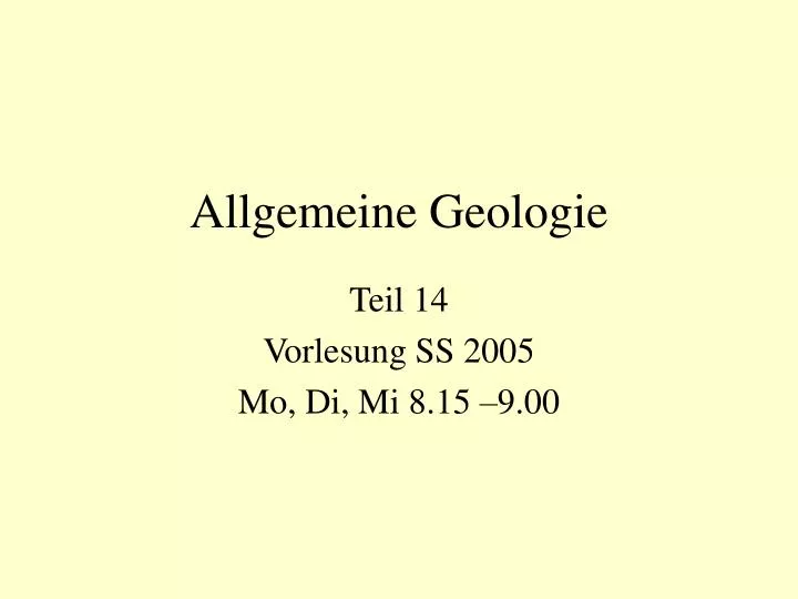 allgemeine geologie