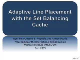 Adaptive Line Placement with the Set Balancing Cache