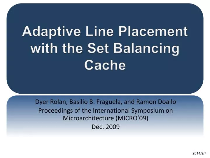 adaptive line placement with the set balancing cache