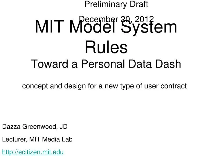 mit model system rules toward a personal data dash