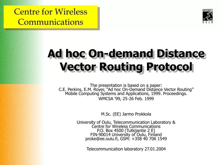 ad hoc on demand distance vector routing protocol