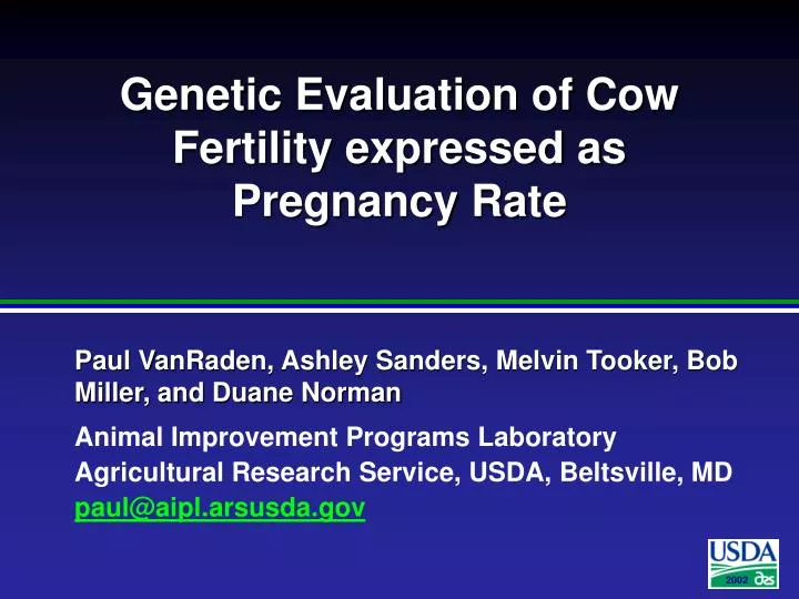 genetic evaluation of cow fertility expressed as pregnancy rate