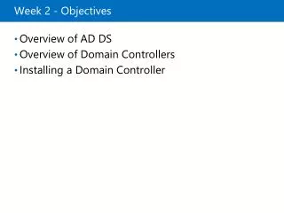 Week 2 - Objectives