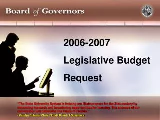 2006-2007 Legislative Budget Request