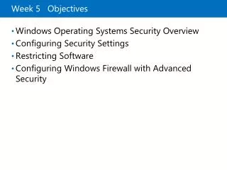 Week 5 Objectives