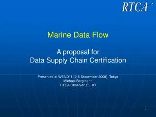 Marine Data Flow A proposal for Data Supply Chain Certification