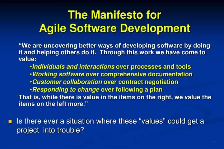 the manifesto for agile software development
