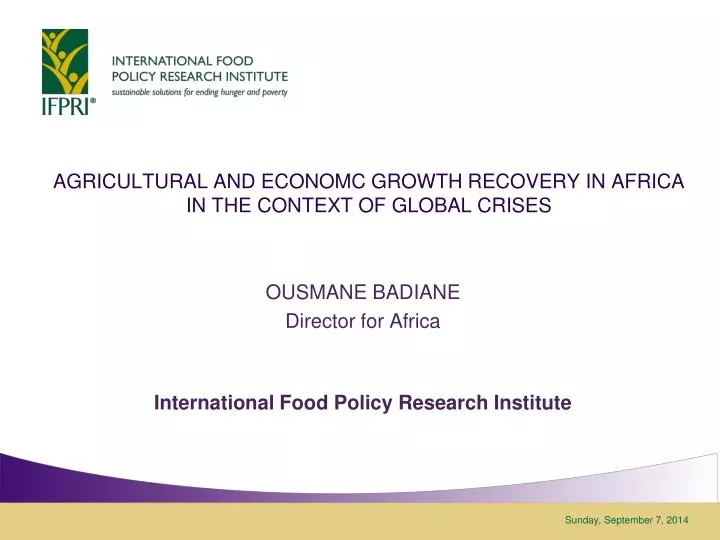 agricultural and economc growth recovery in africa in the context of global crises