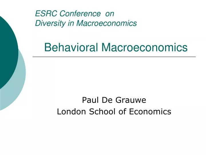 esrc conference on diversity in macroeconomics behavioral macroeconomics