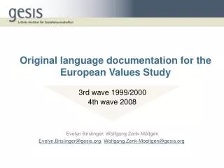 Original language documentation for the European Values Study