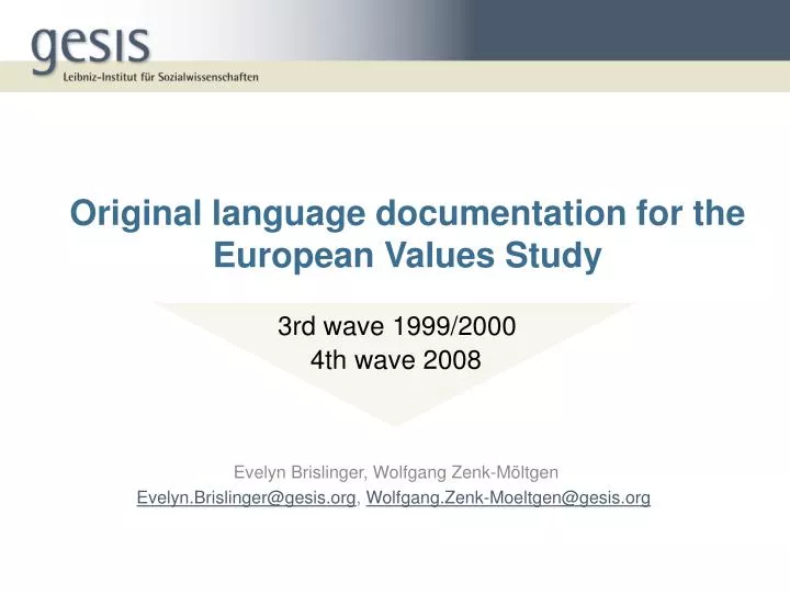 original language documentation for the european values study