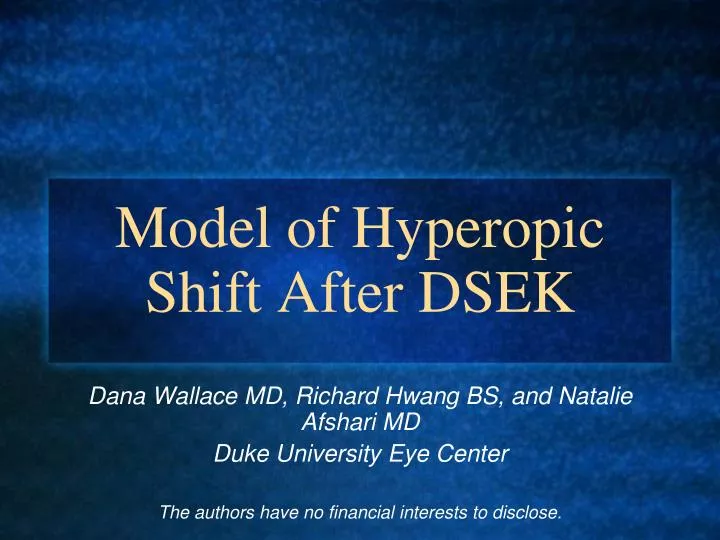model of hyperopic shift after dsek