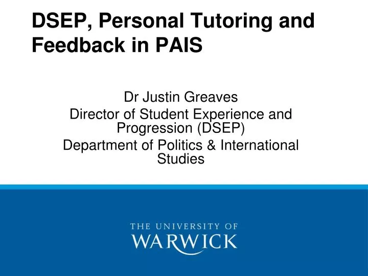 dsep personal tutoring and feedback in pais
